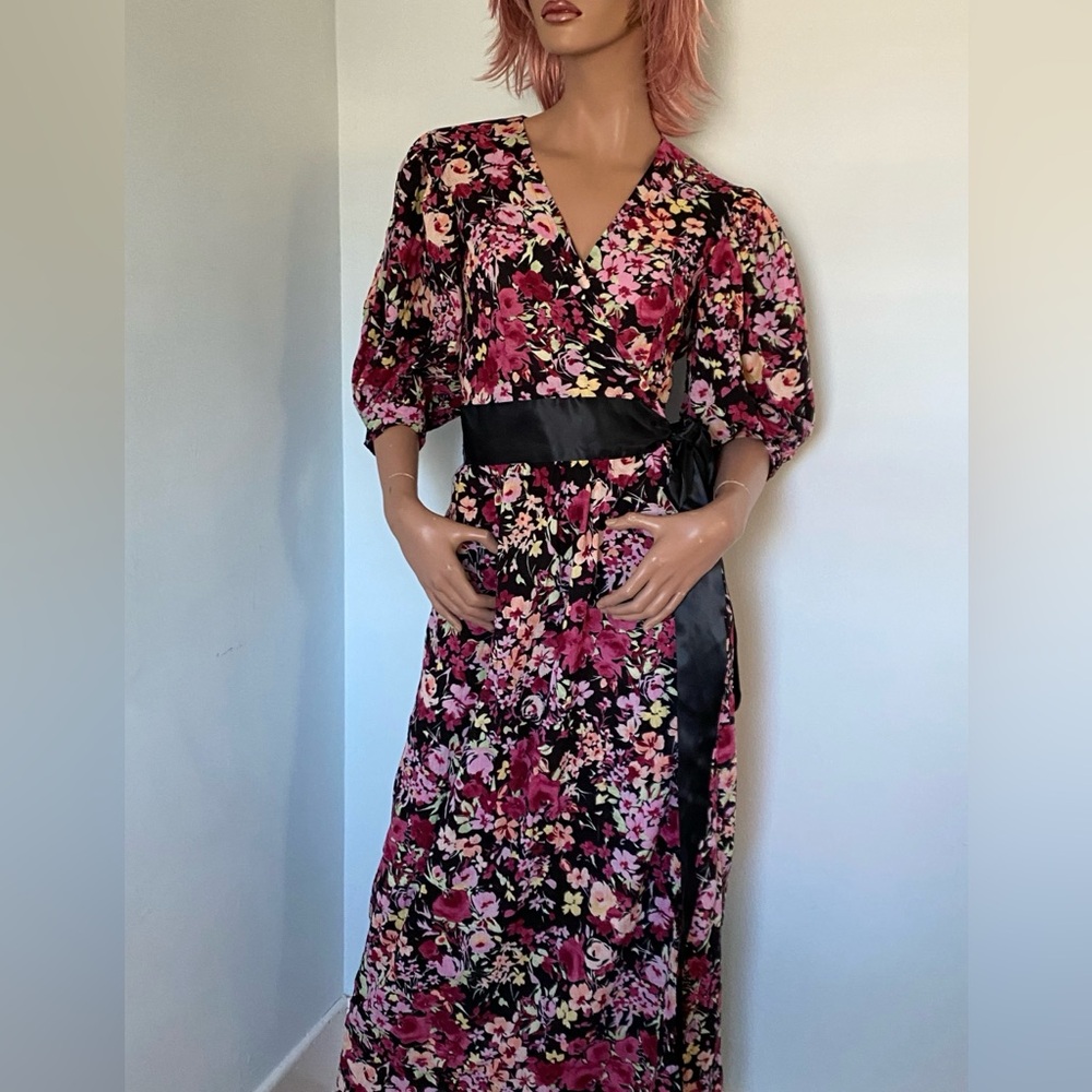 Handmade Floral Cotton Maxi Wrap Dress
